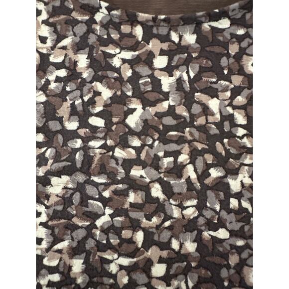 Garnet Hill Pocket Detail Trapeze Dress Long Sleeve Brown Abstract Print Size L - Picture 10 of 13